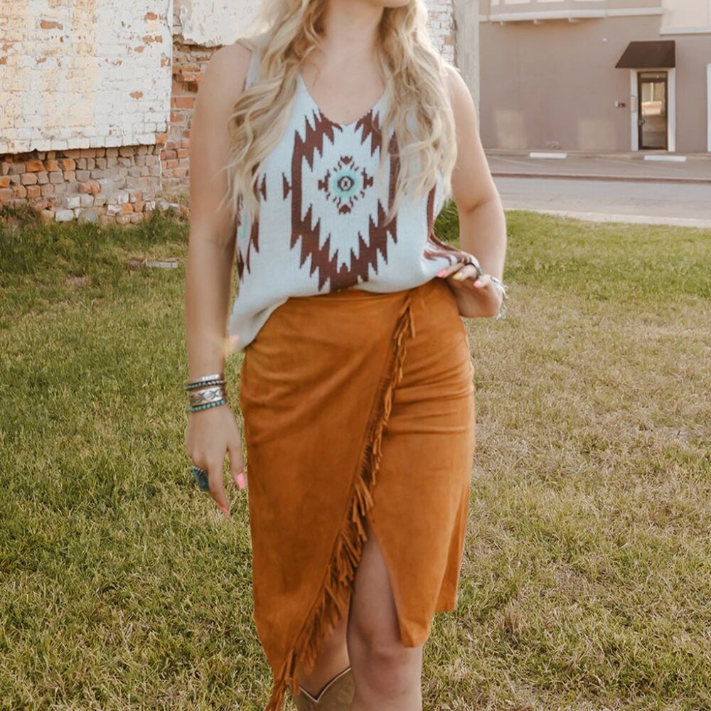 Bell Rock Brown Suede Skirt - X-Large